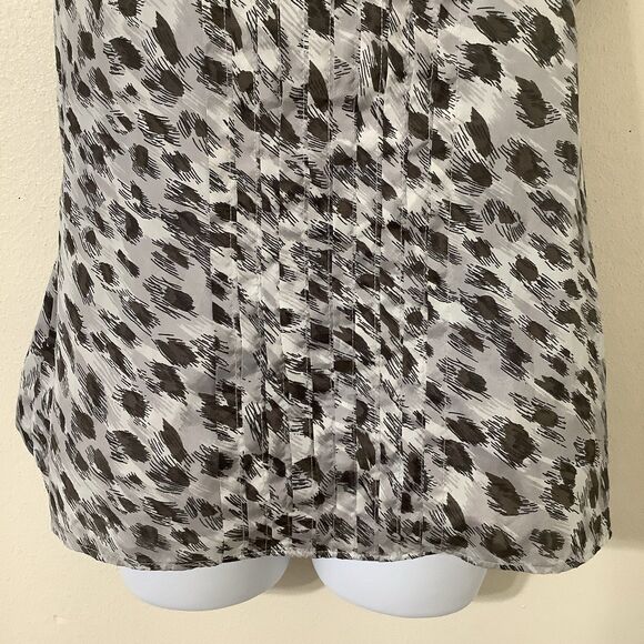 Banana Republic Grey Cheetah Leopard Print Sheer Summer McBling Ruffle Top Small - Picture 3 of 10